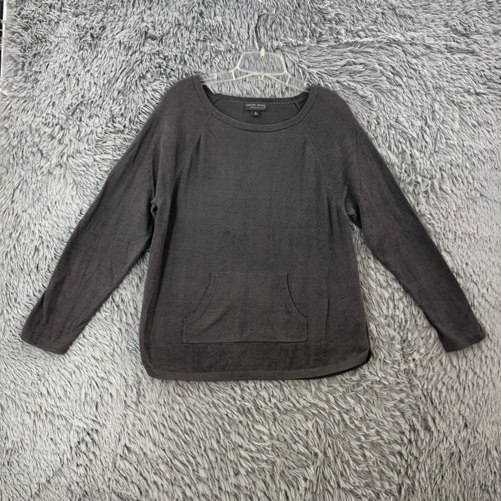 Barefoot Dreams Pullover Womens XL CozyChic Ultra Lite Raglan Gray Pocket